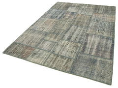Kirk Yama Grey Patchwork Cotton Wool Handmade Area Rug 5'10'' x 8'1''