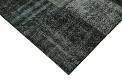 Handmade Area Rug – Black Patchwork Rug Wool Cotton Blend Durable Floor Covering 5'7''x7'10''