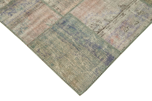 Handmade Area Rug - Kirk Yama Grey Patchwork Cotton Wool Carpet 5'9"x8'0"
