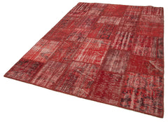 Kirk Yama Red Patchwork Cotton Wool Handmade Area Rug 5'11'' x 8'0''