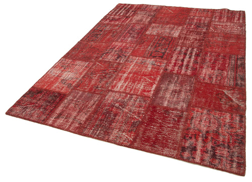 Kirk Yama Red Patchwork Cotton Wool Handmade Area Rug 5'11'' x 8'0''