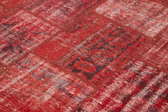 Kirk Yama Red Patchwork Cotton Wool Handmade Area Rug 5'11'' x 8'0''