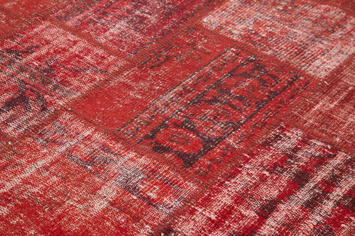 Kirk Yama Red Patchwork Cotton Wool Handmade Area Rug 5'11'' x 8'0''