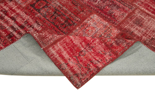 Kirk Yama Red Patchwork Cotton Wool Handmade Area Rug 5'11'' x 8'0''