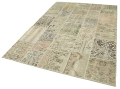 Kirk Yama Beige Patchwork Cotton Wool Handmade Area Rug 5'8'' x 8'0''