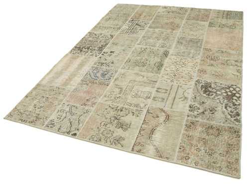 Kirk Yama Beige Patchwork Cotton Wool Handmade Area Rug 5'8'' x 8'0''