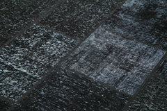 Handmade Area Rug - Black Patchwork Cotton Wool Rug, Vintage Turkish Carpet 5'7''x8'