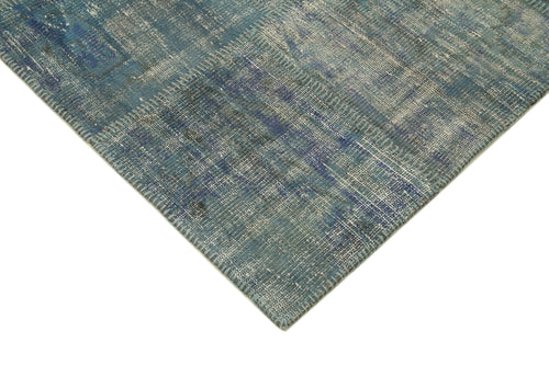 Kirk Yama Blue Patchwork Cotton Wool Handmade Area Rug 5'9'' x 8'0''