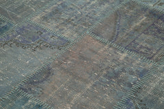 Kirk Yama Blue Patchwork Cotton Wool Handmade Area Rug 5'9'' x 8'0''