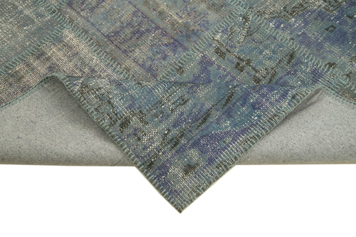 Kirk Yama Blue Patchwork Cotton Wool Handmade Area Rug 5'9'' x 8'0''