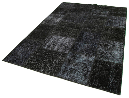 Kirk Yama Black Patchwork Cotton Wool Handmade Area Rug 5'5'' x 8'0''