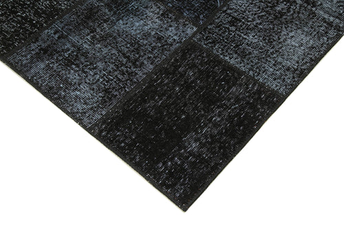 Kirk Yama Black Patchwork Cotton Wool Handmade Area Rug 5'5'' x 8'0''