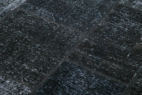 Kirk Yama Black Patchwork Cotton Wool Handmade Area Rug 5'5'' x 8'0''