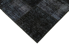 Handmade Area Rug – Black Patchwork Cotton Wool Vintage Turkish Carpet 5'8''x7'11''