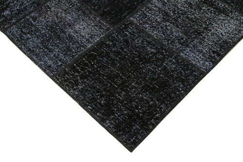 Handmade Area Rug – Black Patchwork Cotton Wool Vintage Turkish Carpet 5'8''x7'11''