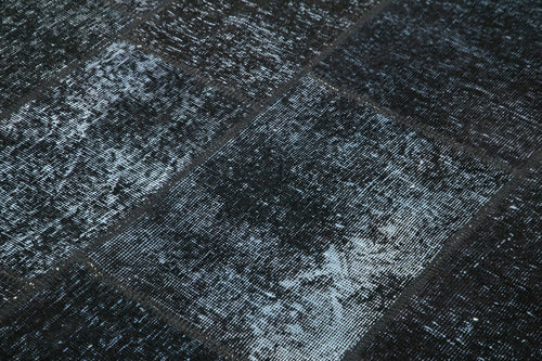 Handmade Area Rug – Black Patchwork Cotton Wool Vintage Turkish Carpet 5'8''x7'11''