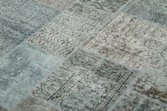 Kirk Yama Grey Patchwork Cotton Wool Handmade Area Rug 5'7'' x 7'10''