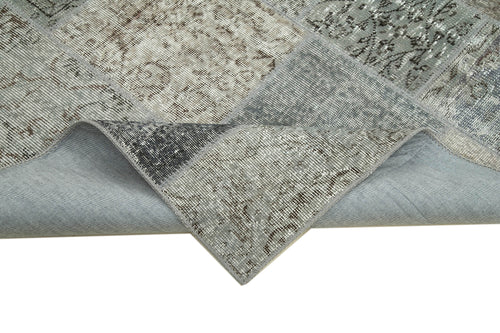 Kirk Yama Grey Patchwork Cotton Wool Handmade Area Rug 5'7'' x 7'10''