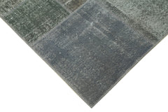 Kirk Yama Grey Patchwork Cotton Wool Handmade Area Rug 5'7'' x 7'10''