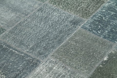 Kirk Yama Grey Patchwork Cotton Wool Handmade Area Rug 5'7'' x 7'10''