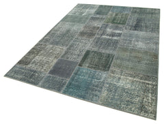 Kirk Yama Grey Patchwork Cotton Wool Handmade Area Rug 5'7'' x 7'11''
