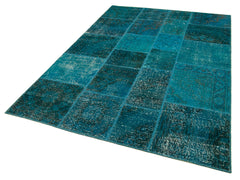 Kirk Yama Turquoise Patchwork Cotton Wool Handmade Area Rug 5'7'' x 8'0''