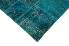 Kirk Yama Turquoise Patchwork Cotton Wool Handmade Area Rug 5'7'' x 8'0''