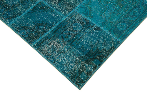 Kirk Yama Turquoise Patchwork Cotton Wool Handmade Area Rug 5'7'' x 8'0''