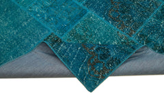Kirk Yama Turquoise Patchwork Cotton Wool Handmade Area Rug 5'7'' x 8'0''