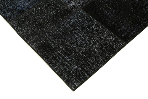 Kirk Yama Black Patchwork Cotton Wool Handmade Area Rug 5'7'' x 8'1''
