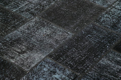 Kirk Yama Black Patchwork Cotton Wool Handmade Area Rug 5'7'' x 8'1''