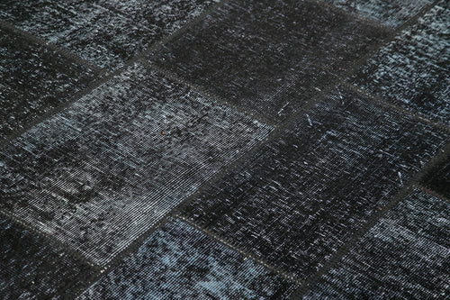 Kirk Yama Black Patchwork Cotton Wool Handmade Area Rug 5'7'' x 8'1''