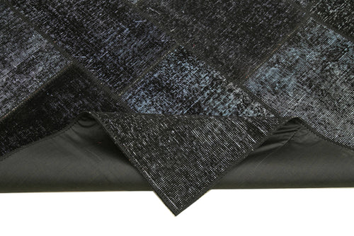 Kirk Yama Black Patchwork Cotton Wool Handmade Area Rug 5'7'' x 8'1''