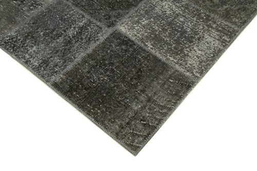Handmade Area Rug - Grey Patchwork Carpet | Cotton Wool Vintage Turkish Rug 5'7''x8'0''