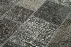 Handmade Area Rug - Grey Patchwork Carpet | Cotton Wool Vintage Turkish Rug 5'7''x8'0''