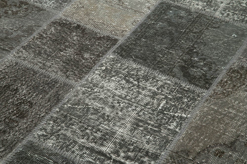 Handmade Area Rug - Grey Patchwork Carpet | Cotton Wool Vintage Turkish Rug 5'7''x8'0''