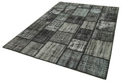Kirk Yama Black Patchwork Cotton Wool Handmade Area Rug 5'11'' x 8'2''