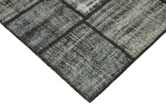 Kirk Yama Black Patchwork Cotton Wool Handmade Area Rug 5'11'' x 8'2''