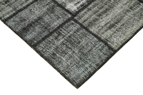 Kirk Yama Black Patchwork Cotton Wool Handmade Area Rug 5'11'' x 8'2''