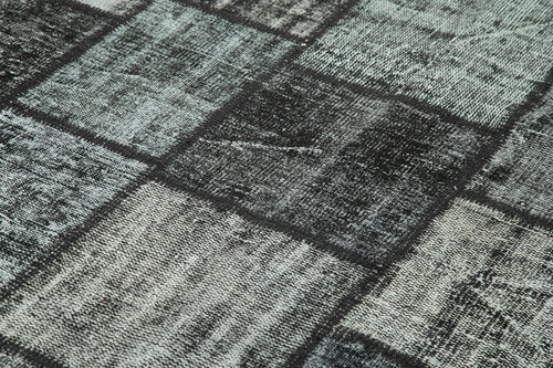 Kirk Yama Black Patchwork Cotton Wool Handmade Area Rug 5'11'' x 8'2''