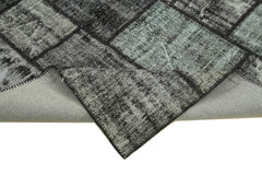 Kirk Yama Black Patchwork Cotton Wool Handmade Area Rug 5'11'' x 8'2''