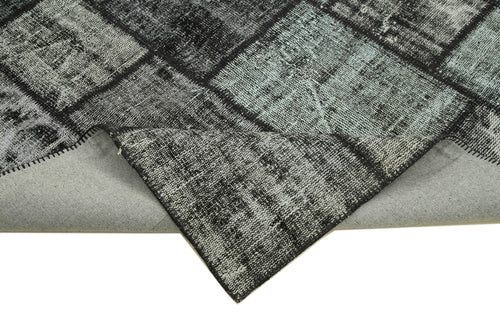 Kirk Yama Black Patchwork Cotton Wool Handmade Area Rug 5'11'' x 8'2''
