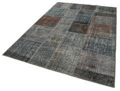 Kirk Yama Grey Patchwork Cotton Wool Handmade Area Rug 5'7'' x 8'0''
