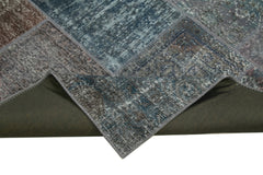 Kirk Yama Grey Patchwork Cotton Wool Handmade Area Rug 5'7'' x 8'0''