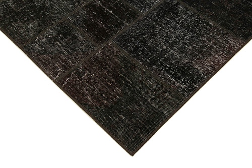 Handmade Area Rug – Brown Patchwork Cotton Wool Vintage Hand Woven Carpet 5'7''x7'10''