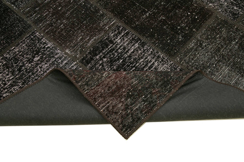 Handmade Area Rug – Brown Patchwork Cotton Wool Vintage Hand Woven Carpet 5'7''x7'10''