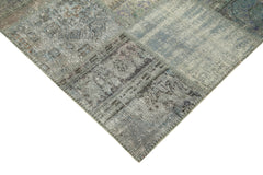 Kirk Yama Grey Patchwork Cotton Wool Handmade Area Rug 5'9'' x 7'11''