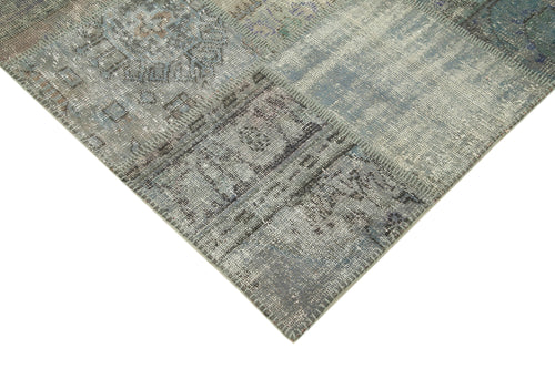 Kirk Yama Grey Patchwork Cotton Wool Handmade Area Rug 5'9'' x 7'11''