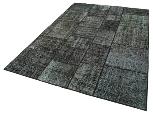 Kirk Yama Black Patchwork Cotton Wool Handmade Area Rug 5'8'' x 8'0''