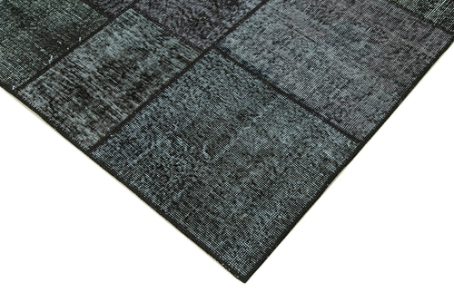 Kirk Yama Black Patchwork Cotton Wool Handmade Area Rug 5'8'' x 8'0''